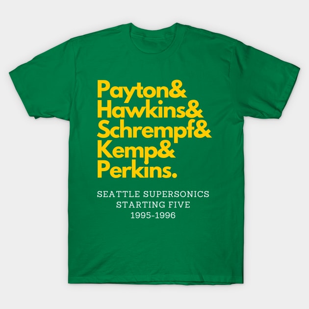 1995-1996 Seattle Supersonics Starting Five T-Shirt by capognad